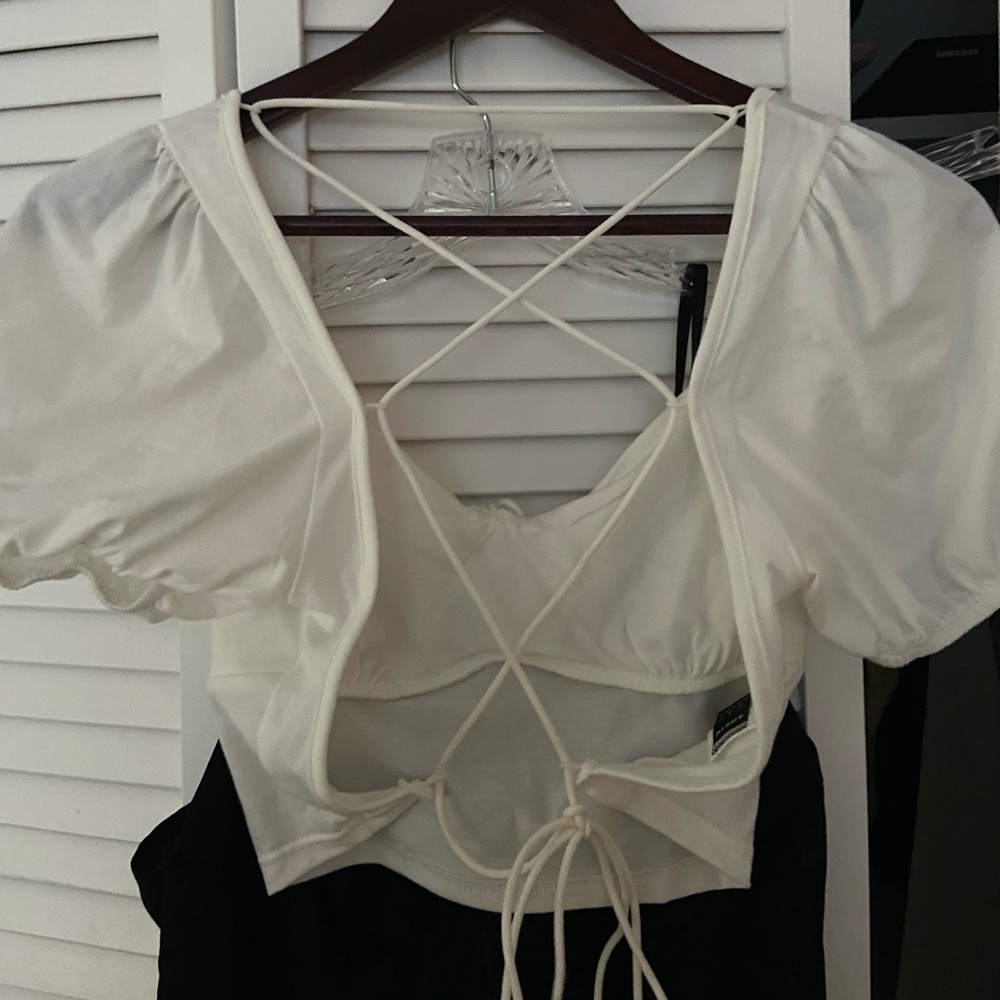 Shein open back crop top